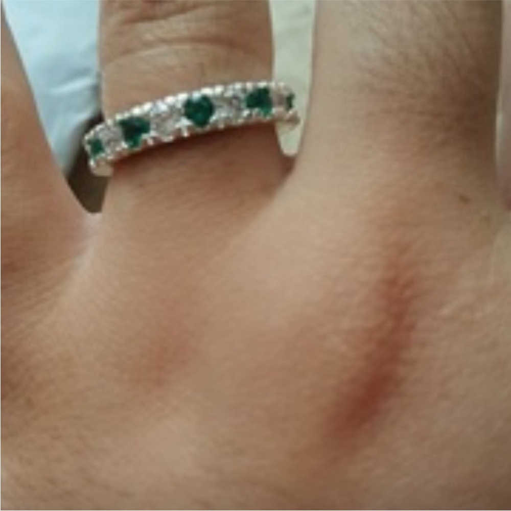 Farah Jewelry Silver and Green Ring